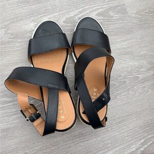 Easy Spirit Sandal Evolve Zen Leather Comfort Espadrille Wedge Sling Back